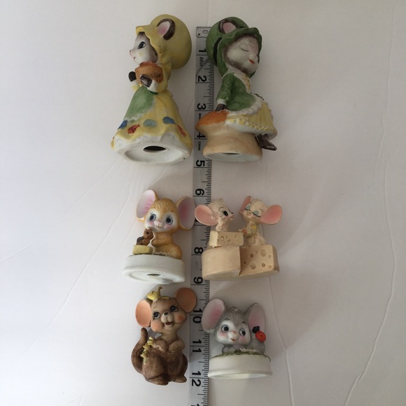 Vintage Porcelain Set of 6 Mouse Figurines - Picture 5 of 9